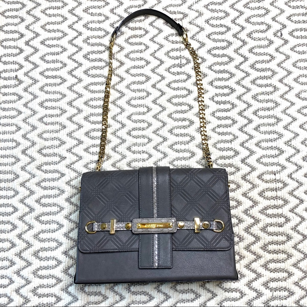 Gianni Binni Grey and Gold Crossbody Shoulder Purs